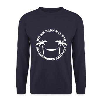 Ich bin dann mal weg - Urlaubsmodus aktiviert - Unisex Pullover - Navy - Vorne - Alina (178cm) & Michal (187cm)