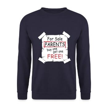 Parents for sale - funny quote - Unisex Sweatshirt - navy - Front - Alina (178cm) & Michal (187cm)