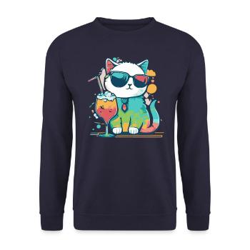 The coolest cat on the beach - Unisex Sweatshirt - navy - Front - Alina (178cm) & Michal (187cm)