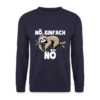 Faultier Nö, einfach Nö - Nein Spruch - Unisex Pullover - Navy - Vorne - Alina (178cm) & Michal (187cm)