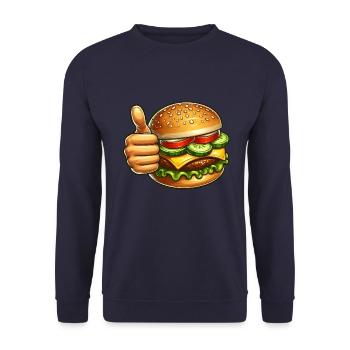 Burger mexicain Fast-Food Pouce levé - Sweat-shirt Unisexe - marine - Devant - Alina (178cm) & Michal (187cm)