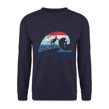 Welle - Surfer - Surf - Geschenk - Unisex Pullover - Navy - Vorne - Alina (178cm) & Michal (187cm)