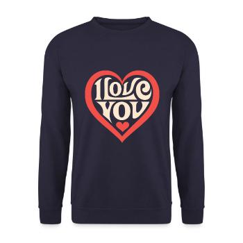 I love You - Valentine' Day - Love - Gift - Unisex Sweatshirt - navy - Front - Alina (178cm) & Michal (187cm)