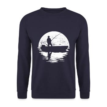 Angeln bei Vollmond - Angler Geschenk - Unisex Pullover - Navy - Vorne - Alina (178cm) & Michal (187cm)