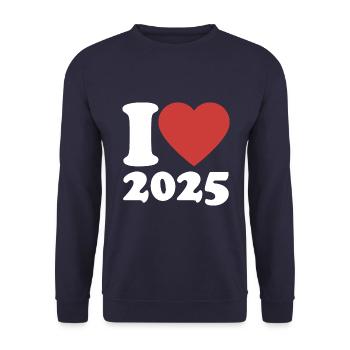 I Love 2025 - Heart - Happy New Year - Unisex Sweatshirt - navy - Front - Alina (178cm) & Michal (187cm)