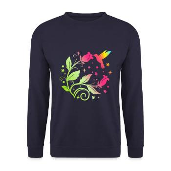 Fleurs - Couleurs - Colibri - Nature - Femmes - Sweat-shirt Unisexe - marine - Devant - Alina (178cm) & Michal (187cm)