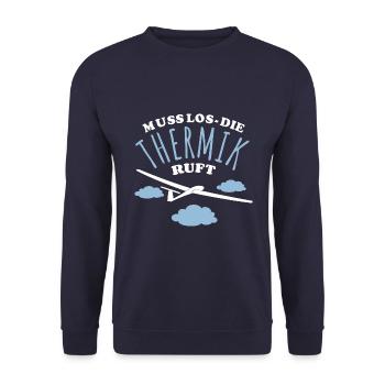 Muss los die Thermik ruft - Segelflugzeug - Unisex Pullover - Navy - Vorne - Alina (178cm) & Michal (187cm)