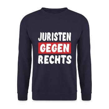 Juristen Gegen Rechts - Rechts Nein Danke - Unisex Pullover - Navy - Vorne - Alina (178cm) & Michal (187cm)