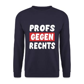 Profs Gegen Rechts - Rechts Nein Danke - Unisex Pullover - Navy - Vorne - Alina (178cm) & Michal (187cm)