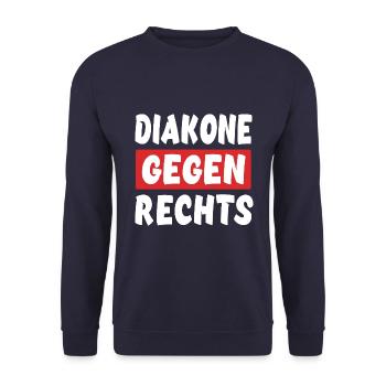 Diakone Gegen Rechts - Rechts Nein Danke - Unisex Pullover - Navy - Vorne - Alina (178cm) & Michal (187cm)