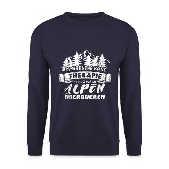 Ich brauche keine Therapie, nur Alpen überqueren - Unisex Pullover - Navy - Vorne - Alina (178cm) & Michal (187cm)