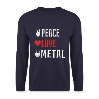 Peace Love Metal - Heart - Unisex Sweatshirt - navy - Front - Alina (178cm) & Michal (187cm)