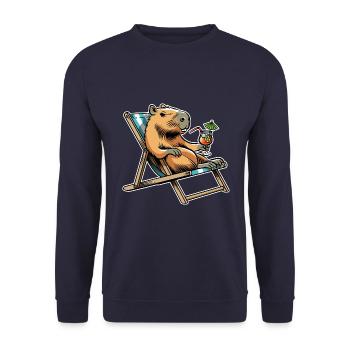 Don't worry be Cappy - Capybara - Holiday - Unisex Sweatshirt - navy - Front - Alina (178cm) & Michal (187cm)
