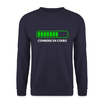 Connerie en cours. Cadeau Humour Anniversaire EVG - Sweat-shirt Unisexe - marine - Devant - Alina (178cm) & Michal (187cm)