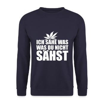 Cannabis, Ich sähe was was du nicht sähst, Hanf - Unisex Pullover - Navy - Vorne - Alina (178cm) & Michal (187cm)