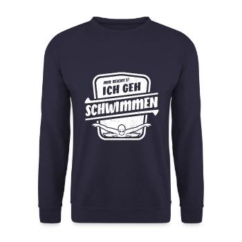 Mir reicht's ich geh Schwimmen - Butterfly - Unisex Pullover - Navy - Vorne - Alina (178cm) & Michal (187cm)