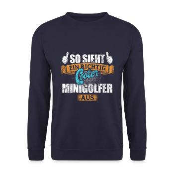 So sieht ein richtig cooler Minigolfer aus - Unisex Pullover - Navy - Vorne - Alina (178cm) & Michal (187cm)