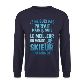 Le meilleur skieur du monde Ski Montagne Skieur - Sweat-shirt Unisexe - marine - Devant - Alina (178cm) & Michal (187cm)
