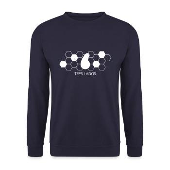 tres lados hexagon solid logo white - Unisex Pullover - Navy - Vorne - Alina (178cm) & Michal (187cm)
