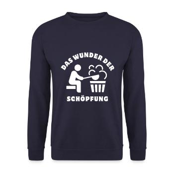 Das Wunder der Schöpfung - Unisex Pullover - Navy - Vorne - Alina (178cm) & Michal (187cm)