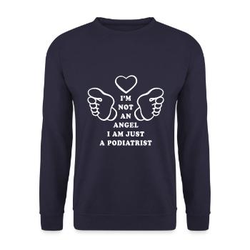 I'm not an angel I'm just a podiatrist - Unisex Sweatshirt - navy - Front - Alina (178cm) & Michal (187cm)