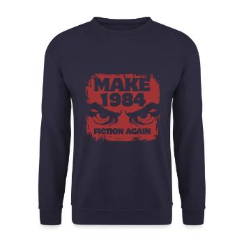 Make 1984 fiction again - Orwell - Unisex Pullover - Navy - Vorne - Alina (178cm) & Michal (187cm)