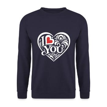 I love You - Valentine' Day - Love - Gift - Unisex Sweatshirt - navy - Front - Alina (178cm) & Michal (187cm)