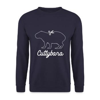 Cuttybara - Cute Capybara Pun cut out style - Unisex Sweatshirt - navy - Front - Alina (178cm) & Michal (187cm)