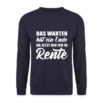 Das Warten hat ein Ende ab jetzt bin ich in Rente - Unisex Pullover - Navy - Vorne - Alina (178cm) & Michal (187cm)