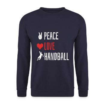 Peace Love Handball - Heart - Unisex Sweatshirt - navy - Front - Alina (178cm) & Michal (187cm)