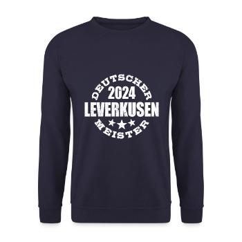 Leverkusen - Deutscher Meister 2024 - Unisex Pullover - Navy - Vorne - Alina (178cm) & Michal (187cm)
