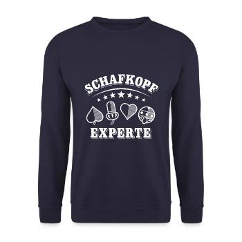 Schafkopf - Experte - Kartenspiel - schafkopfen - Unisex Pullover - Navy - Vorne - Alina (178cm) & Michal (187cm)