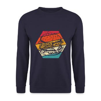Burger - Fast Food - lecker - Unisex Pullover - Navy - Vorne - Alina (178cm) & Michal (187cm)