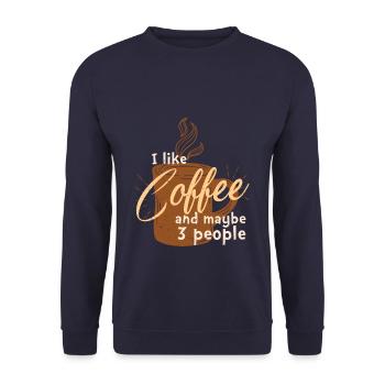 I Like Coffee and maybe 3 People - Unisex Pullover - Navy - Vorne - Alina (178cm) & Michal (187cm)