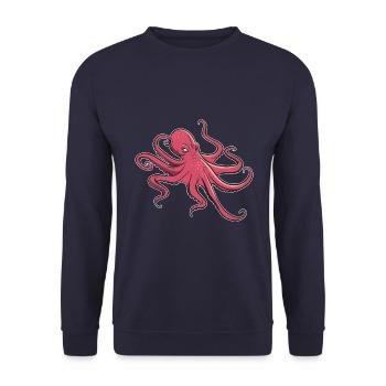 I like octopus - eight tentacles - squid - Unisex Sweatshirt - navy - Front - Alina (178cm) & Michal (187cm)