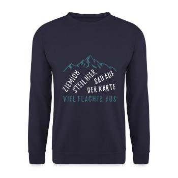 Ziemlich steil hier, sah auf der Karte flacher aus - Unisex Pullover - Navy - Vorne - Alina (178cm) & Michal (187cm)