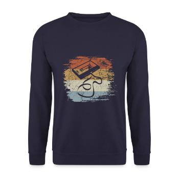 Cassette - Mixtape Audio Cassette Magnétique rétro - Sweat-shirt Unisexe - marine - Devant - Alina (178cm) & Michal (187cm)