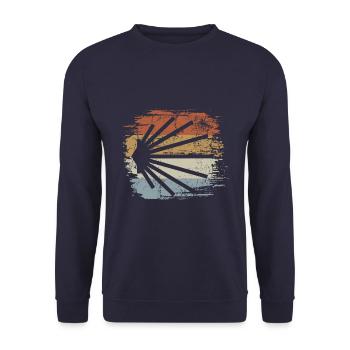 Camino - Camino de Santiago - Pilgrimage - Retro Vintage - Unisex Sweatshirt - navy - Front - Alina (178cm) & Michal (187cm)