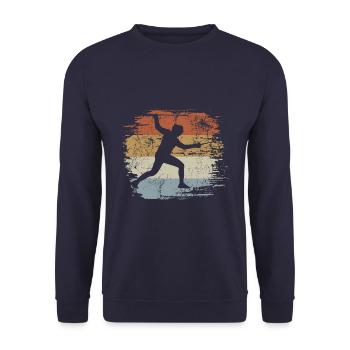 Rétro - Vintage - Silhouette Escrime - Sweat-shirt Unisexe - marine - Devant - Alina (178cm) & Michal (187cm)