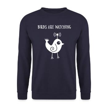 Birds Are Watching - Unisex Sweatshirt - navy - Front - Alina (178cm) & Michal (187cm)
