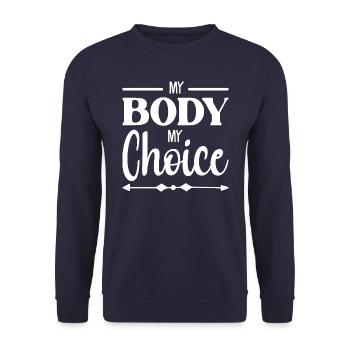 Mein Körper Meine Entscheidung - Unisex Pullover - Navy - Vorne - Alina (178cm) & Michal (187cm)