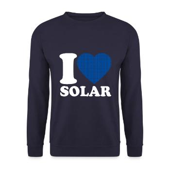 I Love Solar - Heart - Renewable Energy - Unisex Sweatshirt - navy - Front - Alina (178cm) & Michal (187cm)