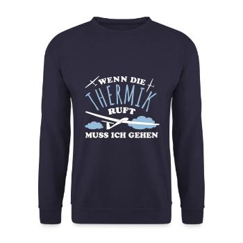 Wenn die Thermik ruft muss ich gehen - Segelflug - Unisex Pullover - Navy - Vorne - Alina (178cm) & Michal (187cm)