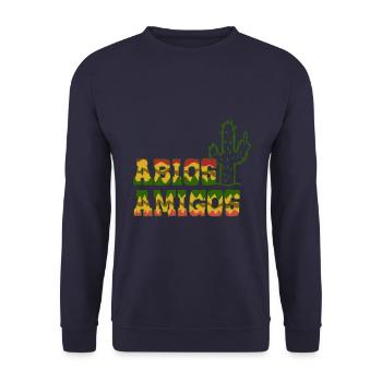 Abios Amigos - Mittelfinger Abitur Abi - Unisex Pullover - Navy - Vorne - Alina (178cm) & Michal (187cm)