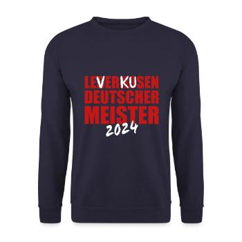 Leverkusen - Deutscher Meister 2024 - Unisex Pullover - Navy - Vorne - Alina (178cm) & Michal (187cm)
