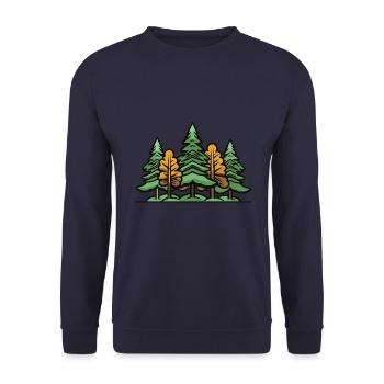 Wald Bäume - Unisex Pullover - Navy - Vorne - Alina (178cm) & Michal (187cm)