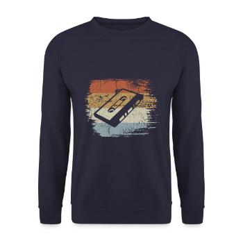 Cassette - Mixtape Audio Cassette Magnétique rétro - Sweat-shirt Unisexe - marine - Devant - Alina (178cm) & Michal (187cm)