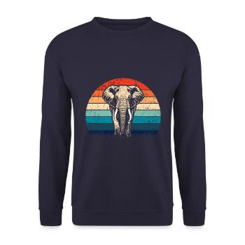 Elephant - big game, tusk, ivory sunset - Unisex Sweatshirt - navy - Front - Alina (178cm) & Michal (187cm)