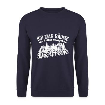 Ich mag Bäume die halten wenigstens die Fresse - Unisex Pullover - Navy - Vorne - Alina (178cm) & Michal (187cm)
