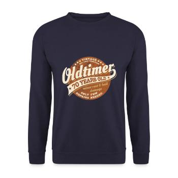 Vintage - Oldtimer - 70 years old - Birthday - Unisex Sweatshirt - navy - Front - Alina (178cm) & Michal (187cm)